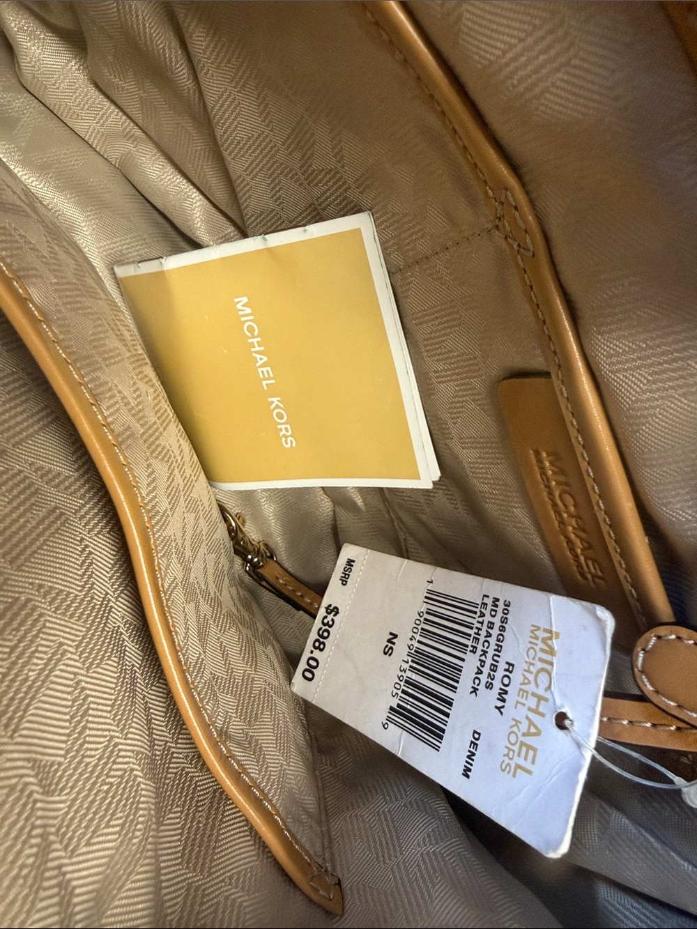 Michael Kors Blue Suede and Tan Leather Backpack 🎒 one size - Picture 5 of 12